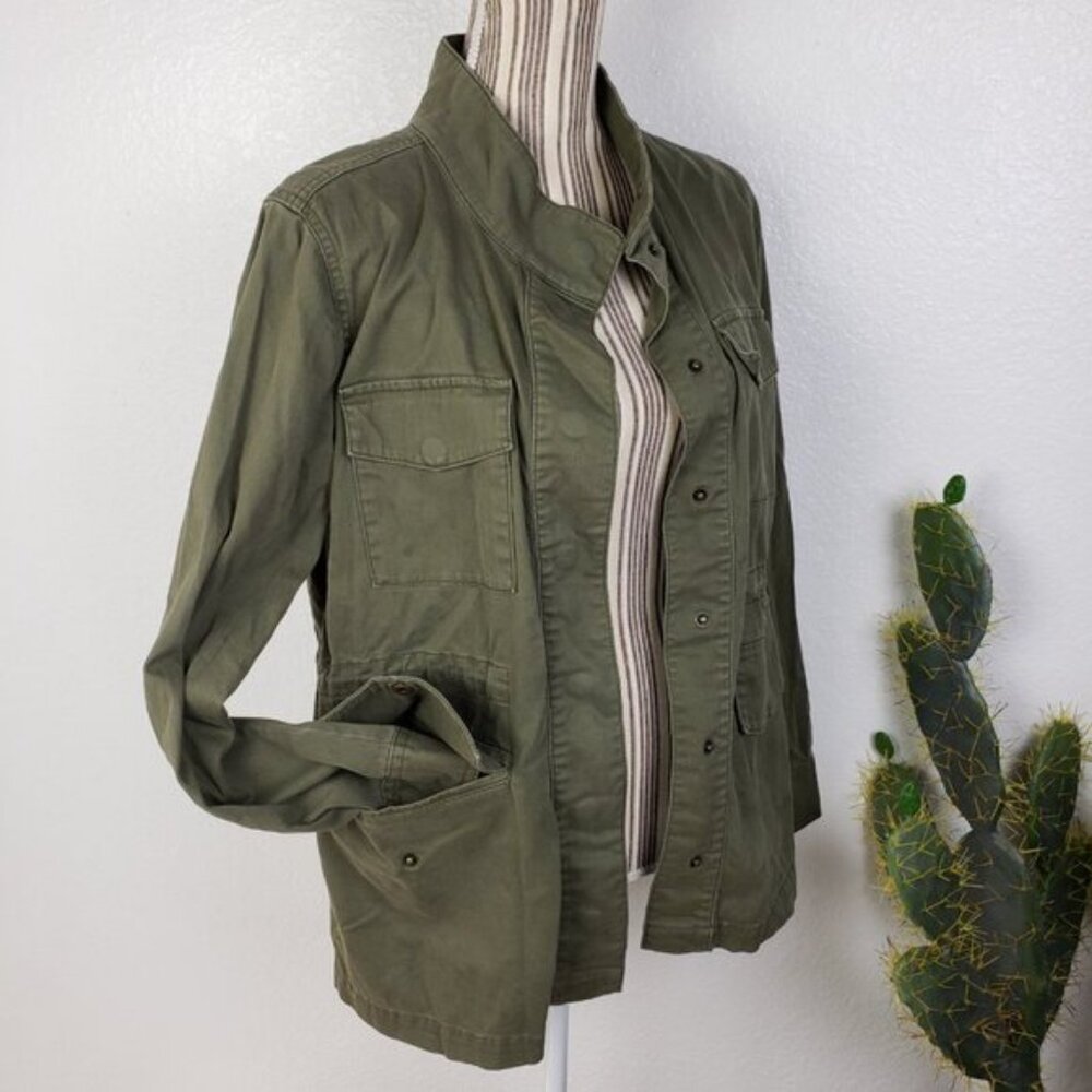 CASLON Jacket Oversized Utility Cargo Snap Army Green size S Military Shacket
